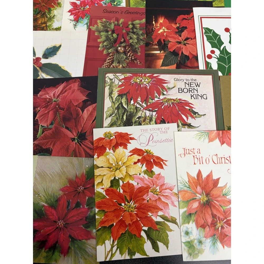 Vintage Christmas Cards Fronts ONLY Greenery Trees Wreaths Scrapbook Crafts 50+